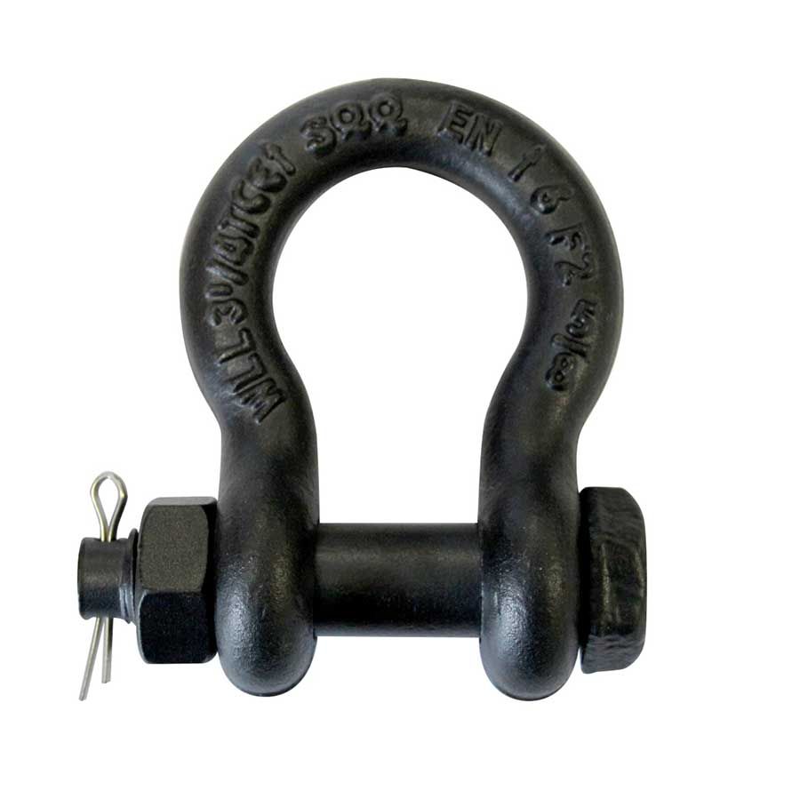 Schäkel geschweift mit Mutter und Splint, Schwarz