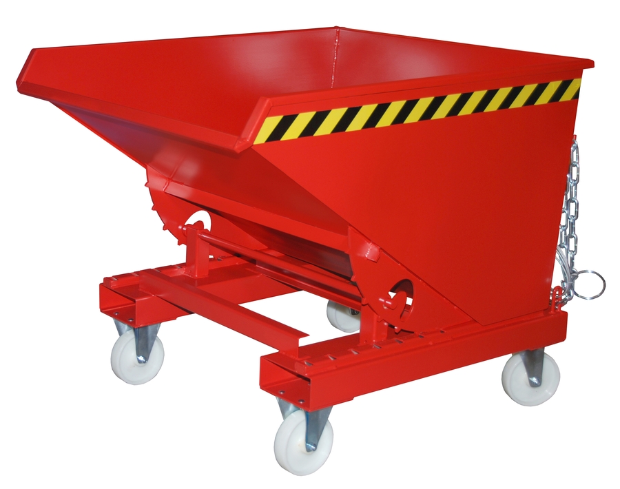 Bauer EXPO Kippbehälter lackiert mit Räder, Abrollmechanismus, für Stapler