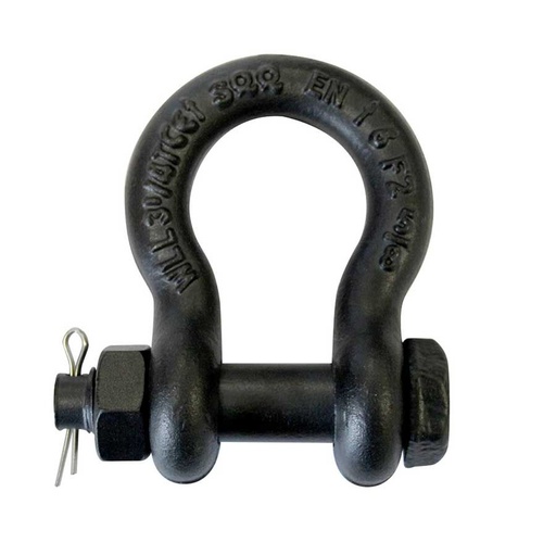 Schäkel geschweift mit Mutter und Splint, Schwarz