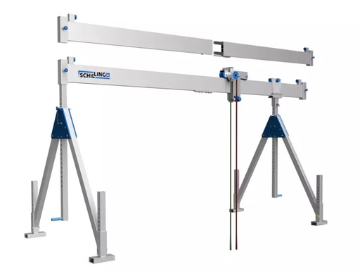 Schilling Portalkran, nicht fahrbar. Einzelträger, ausgeführt in Aluminium